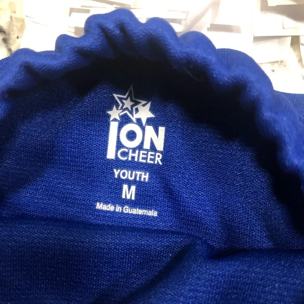 Blue Cheerleading Uniform with Pom Poms size medium youth
